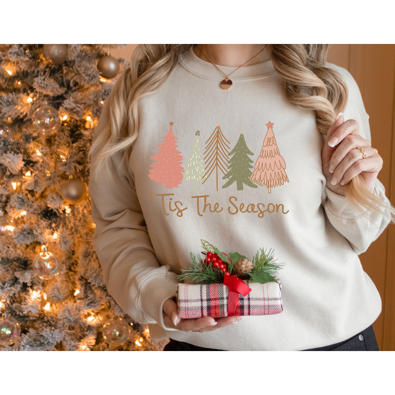 Tis The Season, Tis The Season Christmas Tree Sweatshirt, Funny Christmas Sweatshirt, Christmas Gift, Xmas Shirt, Cute Winter Sweatshirt.jpg