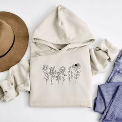 wildflower hoodie,floral sweatshirt,flower hoodie,gift for her,valentines day shirts for woman,wildflowers sweatshirt,fl