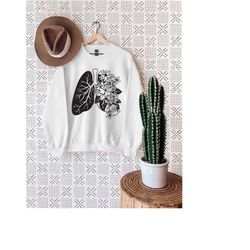 floral lungs anatomy sweatshirt, rt respiratory sweat, respiratory therapist breathe, flower lungs anatomy, cystic fibro