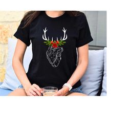 christmas nurse shirt heart anatomy shirt reindeer heart tee cath lab rn t-shirt cardiac care tee cardiology human anato