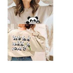 panda sweatshirt, back and front sweatshirt, cute pandas shirt, vintage panda outfit, panda lover gift, funny panda swea