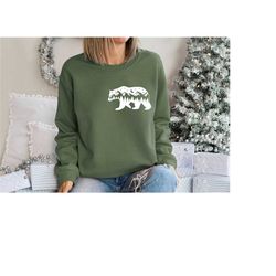 pocket mountain bear sweatshirt, bear tshirt, camping bear shirt, nature bear shirt, nature lover shirt, bear hiking shi