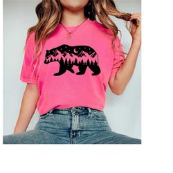 comfort colors mountain bear shirt, bear shirt, camping shirt, wilderness travel, nature lover shirt, bear hiking shirt,