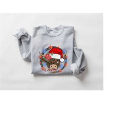 cow christmas sweatshirt, merry christmas heifers tee, christmas cow sweatshirt,highland cow farm christmas shirt,christ