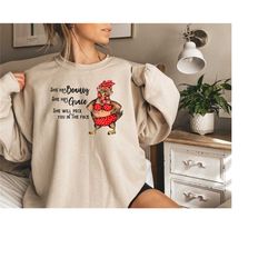 she's beauty shirt, she's grace shirt, she'll peck you in the face shirt, chicken long sleeve shirt, chicken lady shirt,