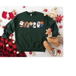 christmas reindeer sweatshirt, womens christmas gift, cute rudolph shirt, santa claus sweater, snowman crewneck, red noi