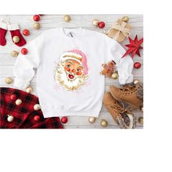 watercolor santa sweatshirt, womens christmas shirt, christmas gift for women, santa claus tee, retro christmas sweater,