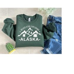 alaska mountain sweatshirt, exploring alaska shirt, family cruise matching tee,alaska vacation gift,family trip crewneck