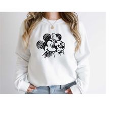 mickey and minnie valentine shirt, mickey sketch shirt, minnie sketch shirt, disneyland shirt, disney couple shirt, vint