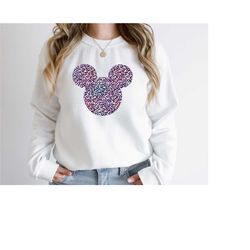 leopard mickey ear shirt, leopard disney sweatshirt, mickey shirt for women, animal kingdom shirt, disneyland vacation s