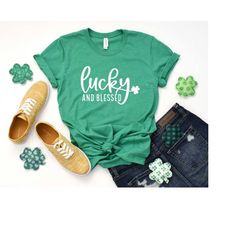 lucky and blessed t-shirt, lucky shamrock shirt, st patrick's day shirt, patrick's day gift, patrick's day family matchi
