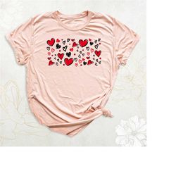 valentine's day heart shirt, watercolor heart t-shirt, hand drawn hearts love shirt, doodle heart valentines shirt, cute