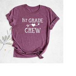 back to school t-shirt, first grade crew shirts, elementary teacher tee, 1st grade shirt, first day of school tee, first