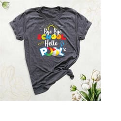 beach vacation bye bye school hello pool t-shirt, funny summer holiday outfit, school's out shirt, the long vacation shi