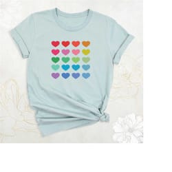 rainbow heart shirt, love shirt, valentines day shirt, valentine heart shirt, women valentine shirt, valentine outfits,