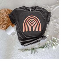 boho rainbow shirt, retro vintage rainbow tshirt, women graphic tee, girls pastel love rainbow shirt, ladies happiness s