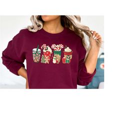 mickey gingerbread christmas candy latte coffee sweatshirt, disney ginger cookies latte drink cup epcot xmas t-shirt,dis