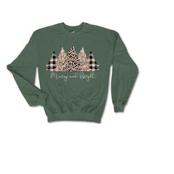merry and bright shirt, christmas tree sweatshirt, vintage christmas sweater, holiday sweater plus size, christmas gift