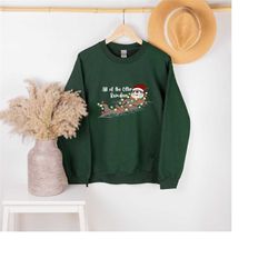 otter reindeer crewneck sweatshirt, cute funny christmas ugly sweater crewneck, holiday apparel party pullover, gift for