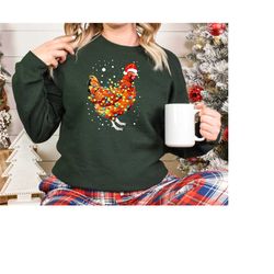 christmas chicken sweatshirt, funny christmas shirt, ugly christmas tee, chicken lover gift, christmas sweatshirt,christ