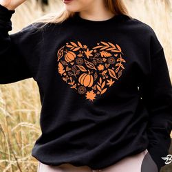 fall heart sweatshirt, fall heart shirt, pumpkin heart sweatshirt, halloween sweatshirt, halloween gift, halloween pumpk