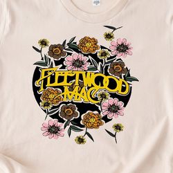 fleetwood mac shirt, vintage shirt, band tee, flower shirt, distressed band rock and roll shirt