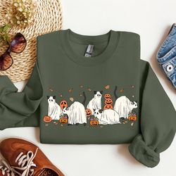 halloween sweatshirt, cat sweatshirt, ghost shirt, halloween sweater, halloween cat shirt, cat lover shirt, black cat sh