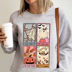 retro halloween ghost tarot card sweatshirt, retro halloween sweater, retro western hoodie, halloween sweatshirt, spooky