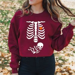 skeleton halloween maternity sweatshirt, funny pregnancy announcement sweatshirt, pregnant women hoodie, fall new mom sw