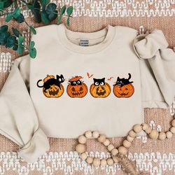 halloween sweatshirt, cat sweatshirt, ghost shirt, halloween sweater, cool halloween cat, cat lover sweater, black cat c