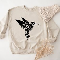 hummingbird sweatshirt, spring birds sweatshirts, floral hummingbird sweatshirt, bird sweatshirt, bird lover gifts, humm