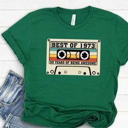 50th birthday shirt, vintage 1973 limited edition cassette t-shirt, 1973 birthday tee, 50th birthday gift for women,50th