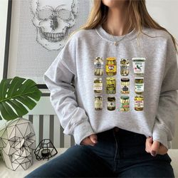 canned pickles sweatshirt, canning season sweatshirt, pickle lovers sweater,homemade pickles sweater, pickle jar crewnec
