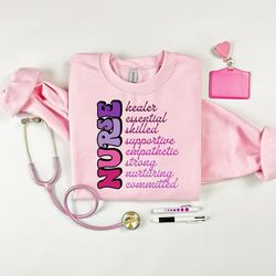 nurse caring strong essential sweatshirt, nurse shirt, rn shirts, nurse week, nursing shirt, nursing school tee, gift sh