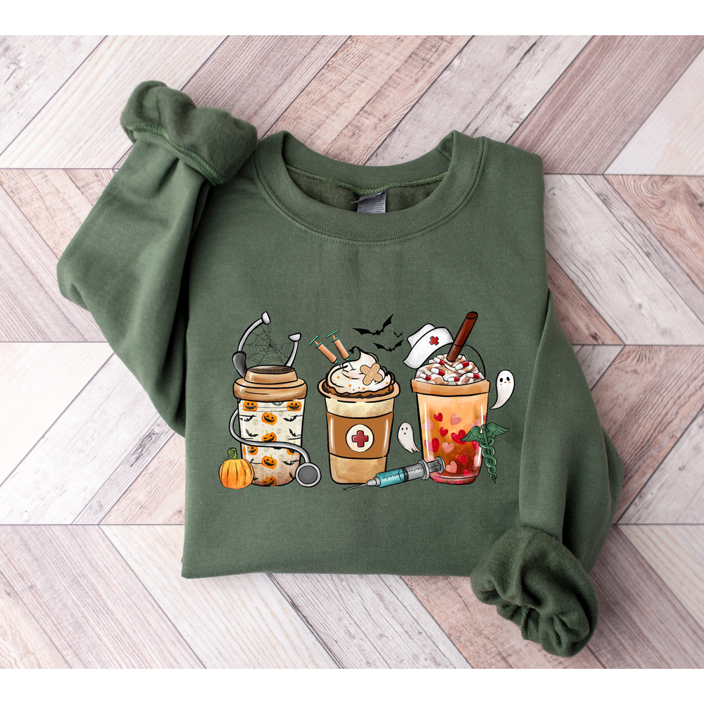 Halloween Nurse Sweatshirt, Nursing Halloween T-shirt, Halloween Coffee Shirt, Spooky Nurse Shirt, Cute Nurse Shirt, Nurse Halloween Gifts.jpg