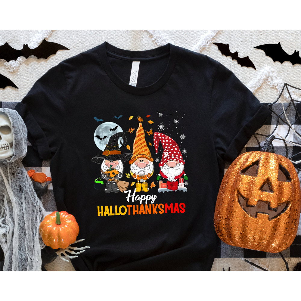 Happy Hallothanksmas Gnomes Halloween & Merry Christmas Shirt, Halloween Gnomes Shirt, Funny Gnome Shirt, Happy Thanksgiving Shirt.jpg