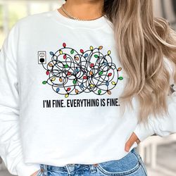 im fine everything is fine sweatshirt, christmas sweatshirt, sweatshirts women, christmas sweatshirt women, christmas li
