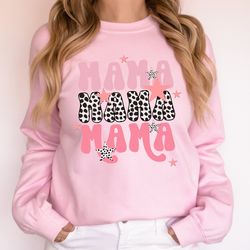 leopard print mama sweatshirt, cheetah mama shirt for mothers day, gifts for mom, mom life shirt, cute mama gift for mot
