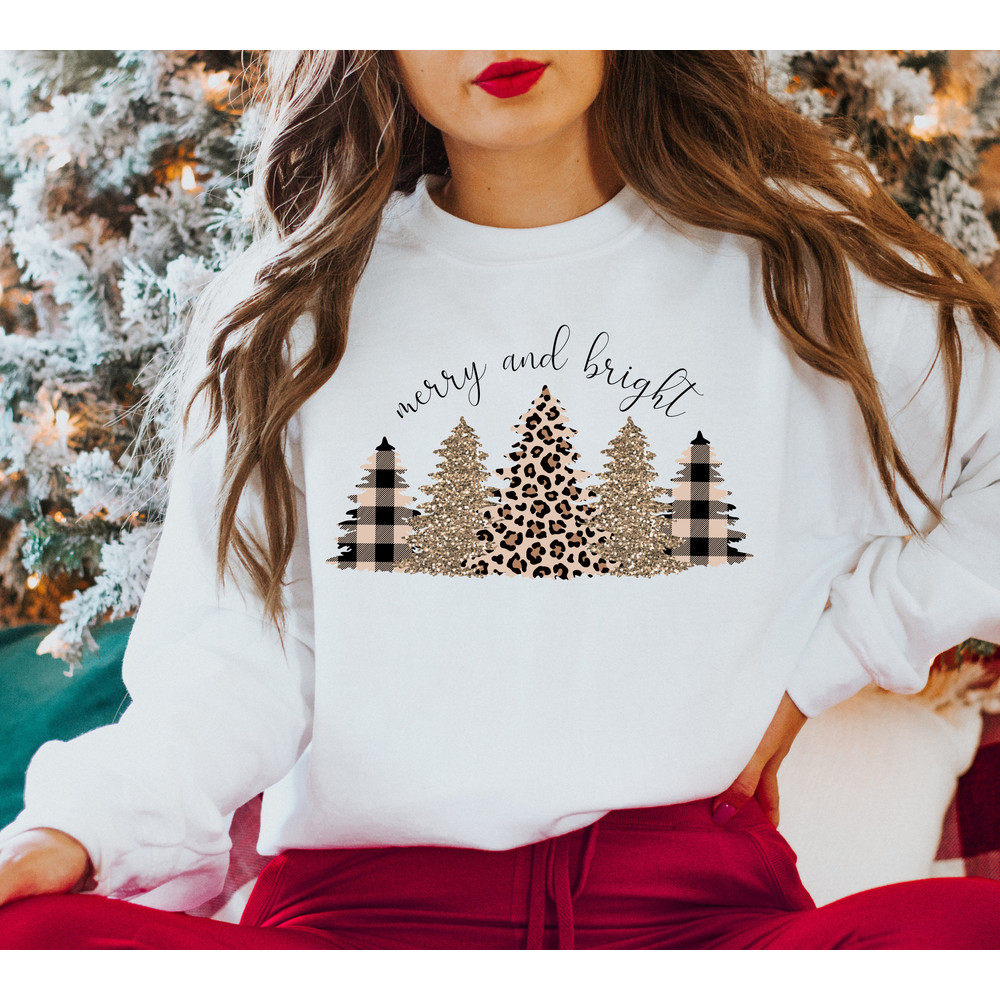 Merry and Bright Sweatshirt, Christmas Tree Sweatshirt, Vintage Christmas Sweater, Merry and Bright Shirt, Christmas Gift, Holiday Sweater.jpg