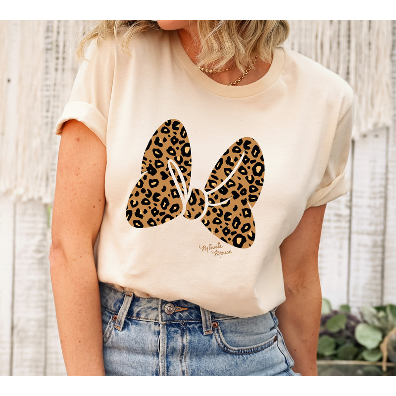 Minnie Mouse Leopard Print Bow Shirt, Family Matching Shirt, Minnie Mouse T-shirt, Minnie Mouse Bow Shirt.jpg