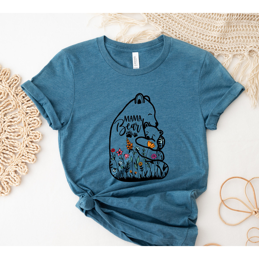 Mom Shirt, Cute Mama Bear and Baby with Wildflowers, Mama Bear Tee, Baby Shower Gifts, Cute Mama Bear Shirt, Cute Mom Shirt,Mother Gift Idea.jpg