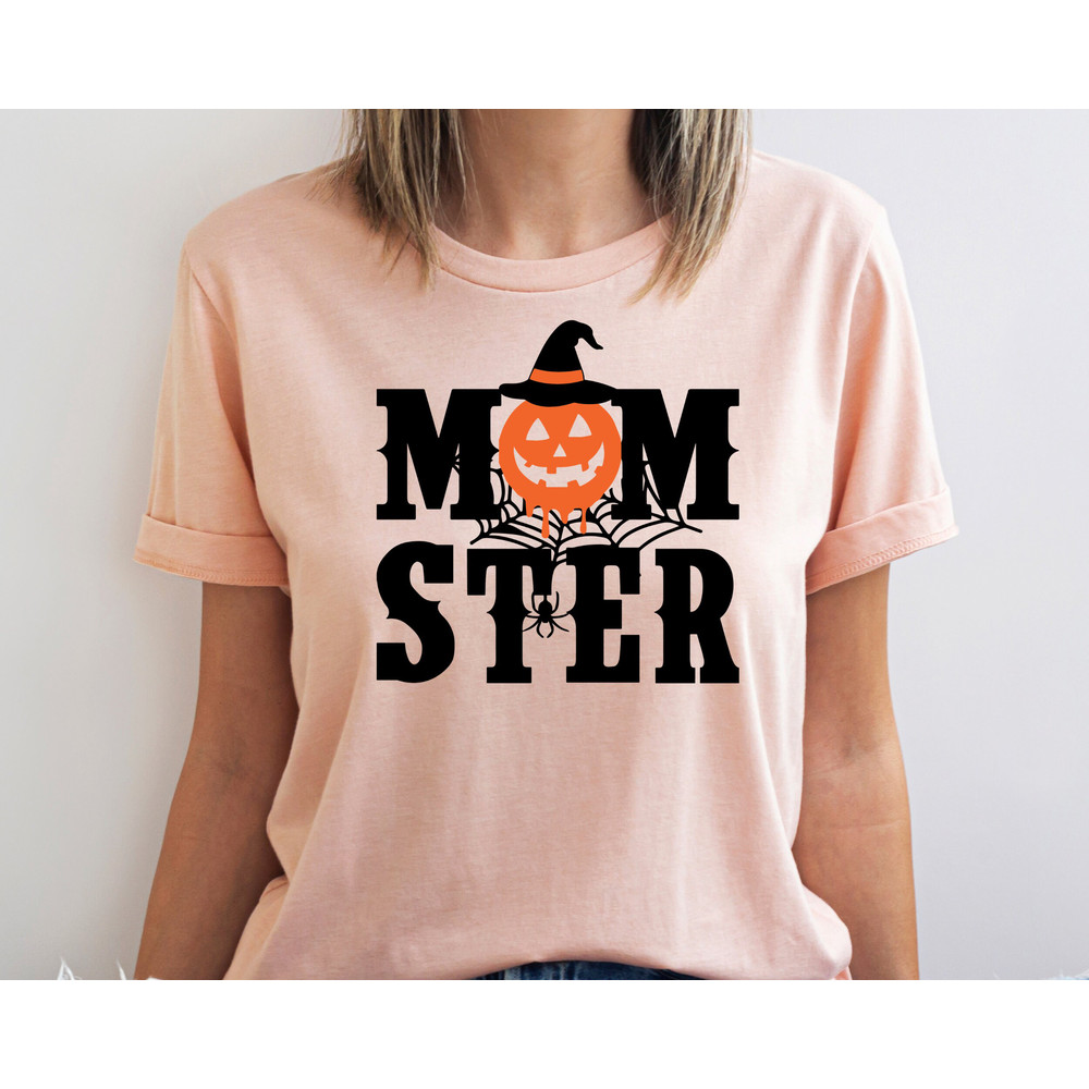 Momster Shirt, Mom Halloween shirt, Cute Halloween tee, Pumpkin print shirt, Women Fall graphics, Trick or Treat Shirt, Fall Shirt.jpg