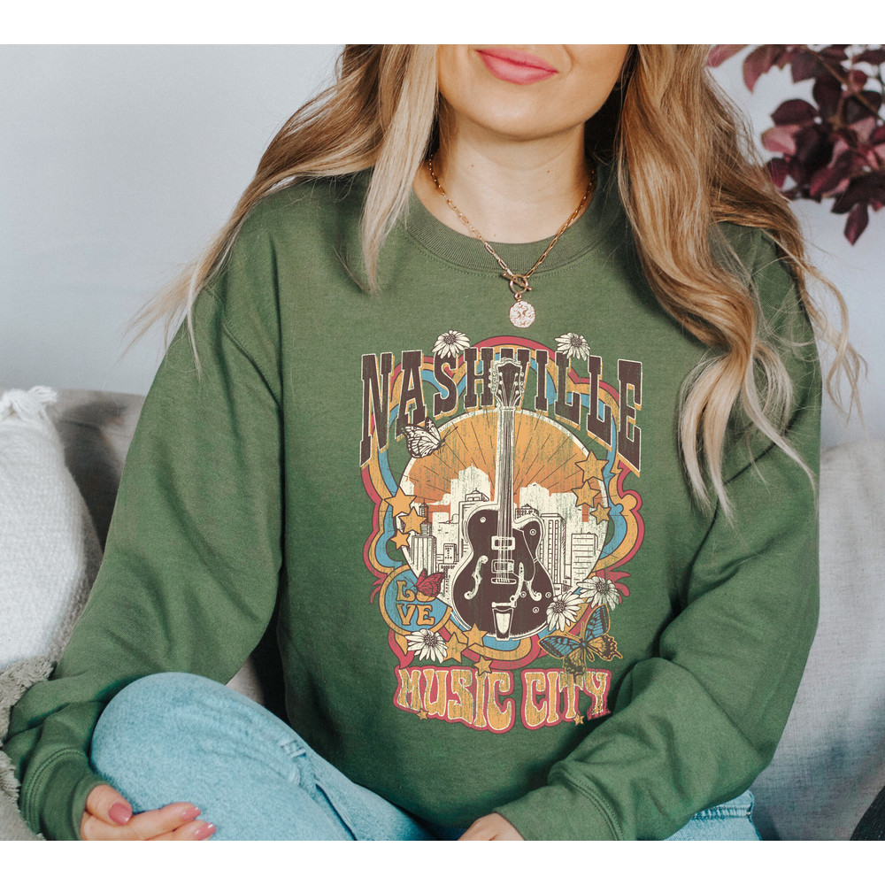 Nashville Tennessee Crewneck Sweatshirt, Super Soft Howdy Vintage, Music City, Hoodie, Oversized print, DTG, BOHO, Cowboy, Cowgirl Desert.jpg