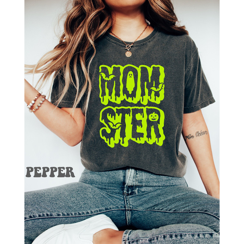 Neon Momster Tee, , Momster Shirt, Halloween Mom Shirt, Halloween Shirt, Halloween Gifts, Fall shirt, Funny Halloween Shirt, Pumpkin Shirt.jpg
