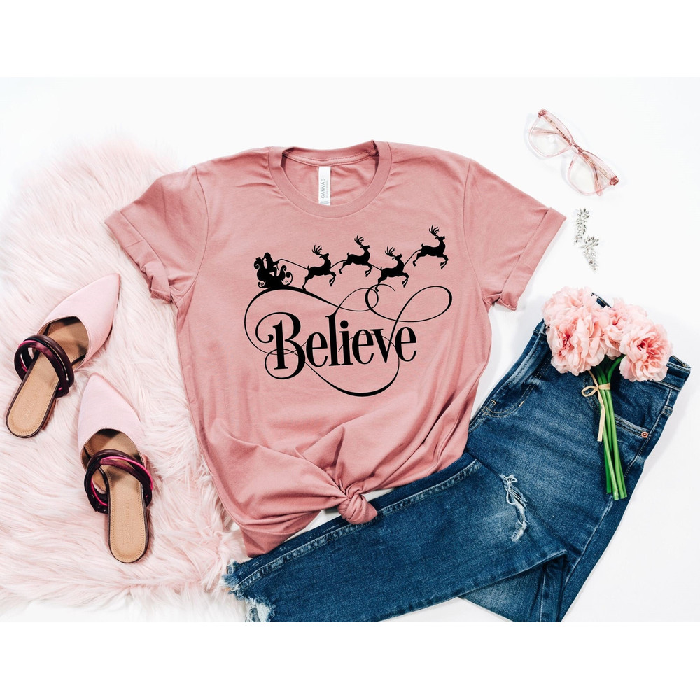 Believe shirt, Christmas shirt, Family Matching Tshirt, Reindeer Christmas shirt, New Year Shirt, Santa Clause, Believe Globe Shirt,.jpg
