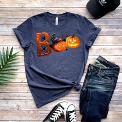 boo spider web with pumpkin shirt, pumpkin boo shirt, halloween shirt, halloween costumes, halloween tees,cute shirt, bl