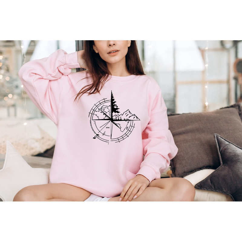 Compass Mountain Sweatshirt, Compass shirt, Overlanding Shirt, Camping Shirt, Adventure Sweatshirt, Funny Compass Hiking Camping Shirt.jpg
