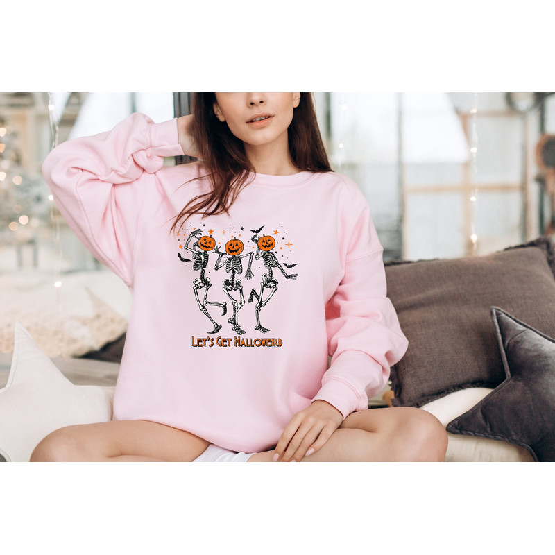 Cute Dancing Halloween Skeleton Sweatshirt Pumpkin Halloween Sweatshirt Pumpkin Shirt Fall Sweatshirt for Women Shirt Spooky Tee Skull Shirt.jpg