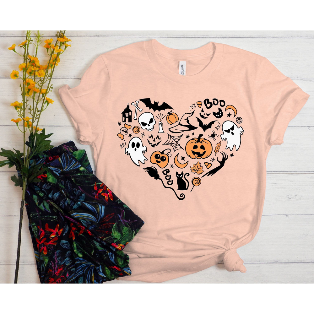 Doodles Heart Halloween Shirt, Pumpkin Halloween T-Shirt, Funny Halloween Shirt, Halloween T-Shirt, Doodles T-Shirt,t, Ghost, Scary Shirt,.jpg