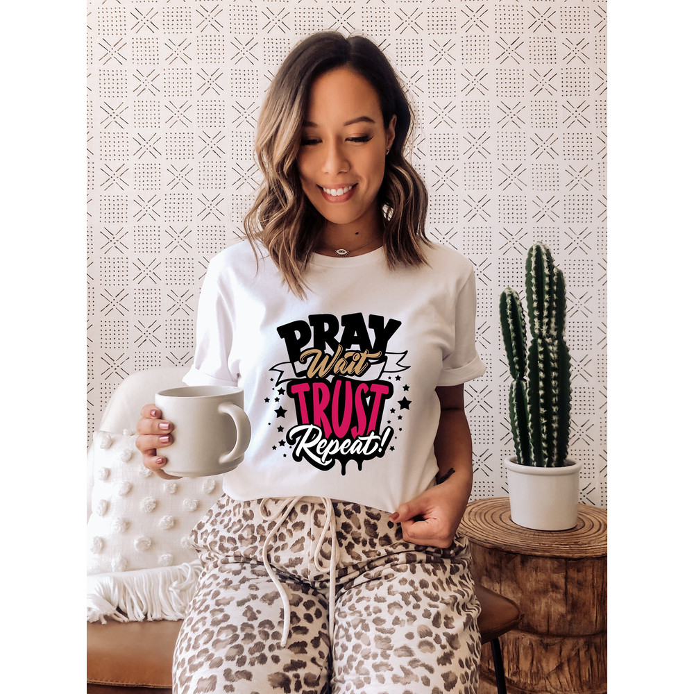Faith Shirt, Christian Shirts , Love and Grace Shirt, Pray Wait Trust Shirt, Bible Study Shirt, Religious Shirt, Christian Tee for Women.jpg